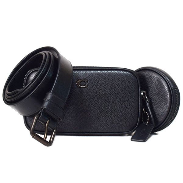 【美品】【COACH】ショルダーバッグ・クラッチバッグ COACH】コーチ バッグ ポーチ付き ぺブルレザー ベルトバッグ