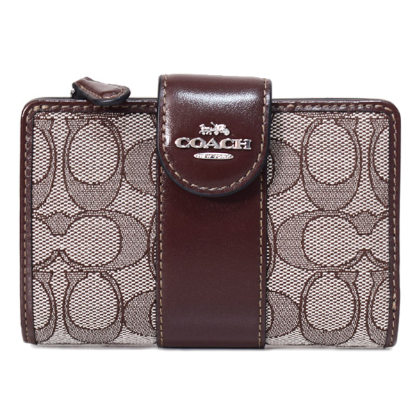 COACH】コーチ 財布 ジャガード レザー シグネチャー ミディアム