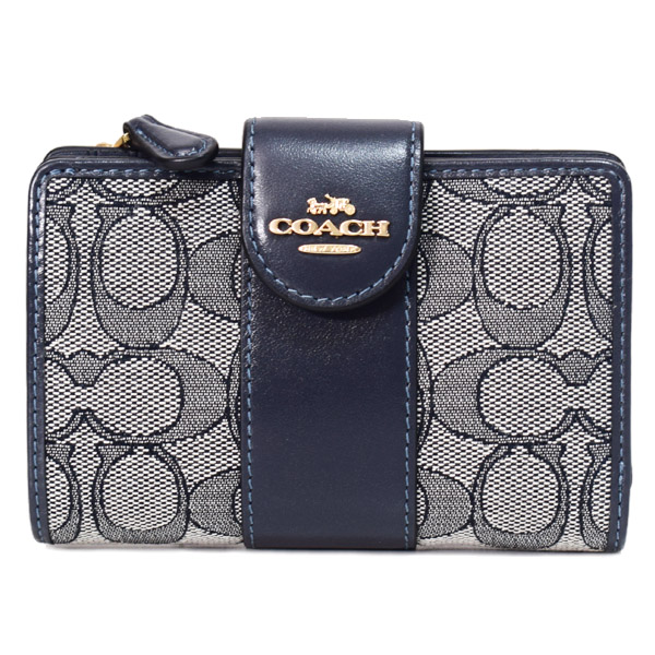 COACH コーチ 新品 ミッドナイト 折り財布 メンズ レディース 財布 COACH】コーチ 財布 ジャガード レザー シグネチャー ミディアム