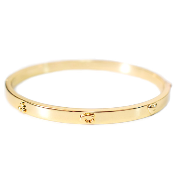 画像: 【COACH】コーチ バングル プレーテッドブラス シグネチャー ハート チェリー ブレスレット 専用BOX付 2点セット ゴールド×シルバー【訳あり】〔日本未発売〕