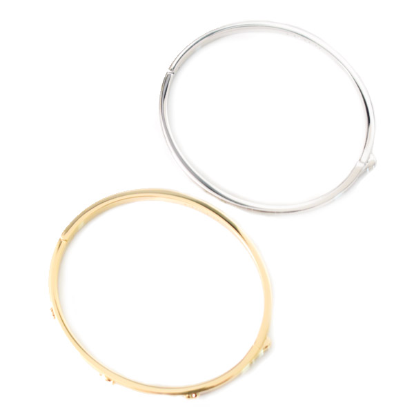 画像: 【COACH】コーチ バングル プレーテッドブラス シグネチャー ハート チェリー ブレスレット 専用BOX付 2点セット ゴールド×シルバー【訳あり】〔日本未発売〕