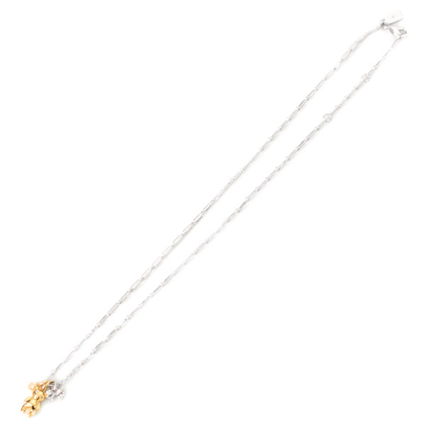 画像: 【COACH】コーチ ネックレス ピアス プレーテッドブラス パール ストーン テディベア リボン 専用BOX付 2点セット ゴールド×シルバー【訳あり】〔日本未発売〕