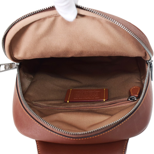 画像: 【COACH】コーチ メンズ バッグ コーティングキャンバス レザー シグネチャー イーサン パック ロゴ ワンショルダー バックパック ボディバッグ タン×ビンテージブラウン〔日本未発売〕