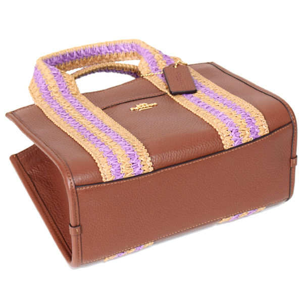 画像: 【COACH】コーチ バッグ ぺブルレザー ストロー ミニ スミス ロゴ 2WAY クロスボディ ショルダー ハンドバッグ レッドウッドマルチ（日本未発売）