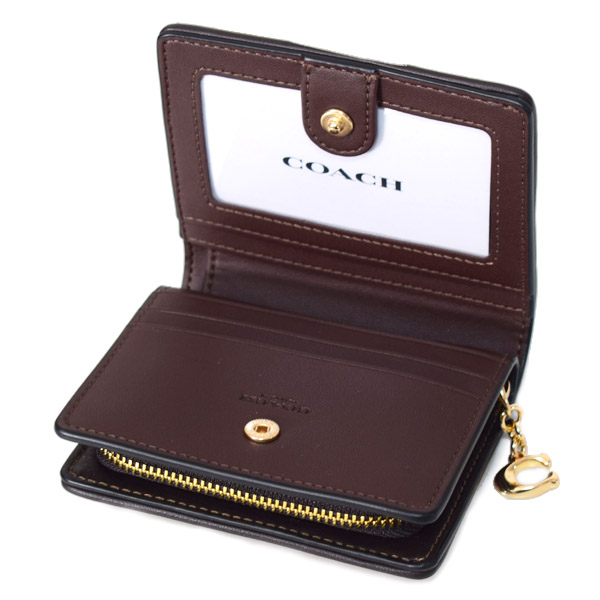 画像: 【COACH】コーチ 財布 シェニール レザー シグネチャー ふわふわ ロゴ チャーム コンパクト スナップ ウォレット 二つ折り 財布 トリュフ（日本未発売）