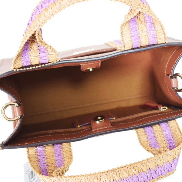 画像: 【COACH】コーチ バッグ ぺブルレザー ストロー ミニ スミス ロゴ 2WAY クロスボディ ショルダー ハンドバッグ レッドウッドマルチ（日本未発売）