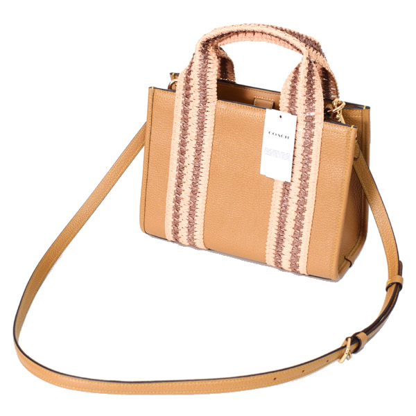 画像: 【COACH】コーチ バッグ ぺブルレザー ストロー ミニ スミス ロゴ 2WAY クロスボディ ショルダー ハンドバッグ ハニーブラウンマルチ（日本未発売）