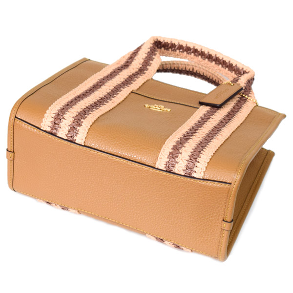 画像: 【COACH】コーチ バッグ ぺブルレザー ストロー ミニ スミス ロゴ 2WAY クロスボディ ショルダー ハンドバッグ ハニーブラウンマルチ（日本未発売）