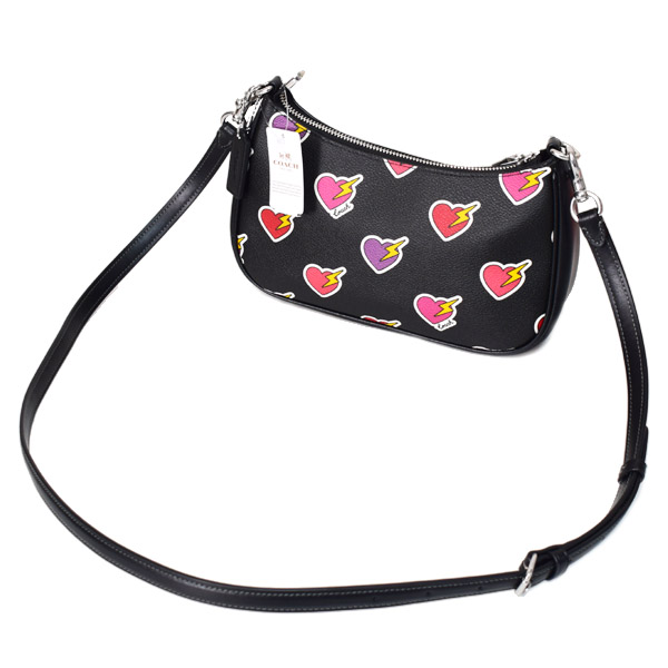 画像: 【COACH】コーチ バッグ ハートボルト PVC レザー テリ ロゴ 2way クロスボディ 斜め掛け ショルダー ハンドバッグ ブラックマルチ（日本未発売）