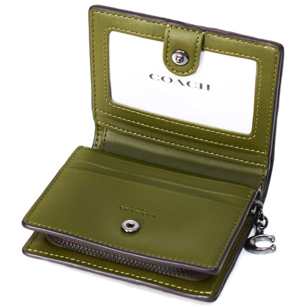 画像: 【COACH】コーチ 財布 レザー スエード パイソン スネーク パッチワーク ロゴ チャーム スナップ ウォレット 二つ折り 財布 オリーブマルチ（日本未発売）