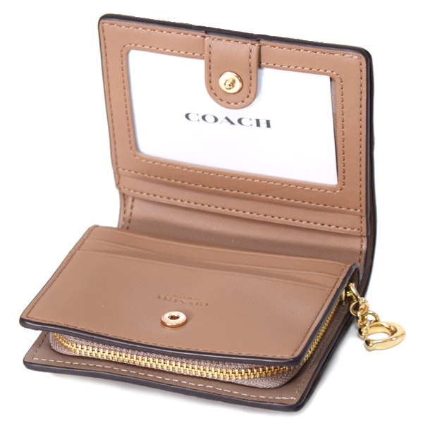画像: 【COACH】コーチ 財布 レザー スエード パイソン スネーク パッチワーク ロゴ チャーム スナップ ウォレット 二つ折り 財布 マッシュルームマルチ（日本未発売）