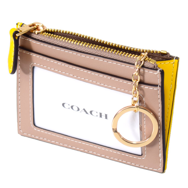 画像: 【COACH】コーチ カードケース キャンバス レザー プレイド チェック キーリング付き ミニ スキニー IDケース コインケース ブライトメイズマルチ（日本未発売）
