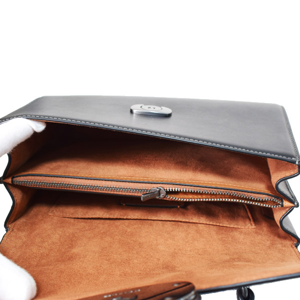 画像: 【COACH】コーチ バッグ レザー エライザ ロゴ トップ ハンドル サッチェル クロスボディ 2WAY ショルダー ハンドバッグ ブラック（日本未発売）