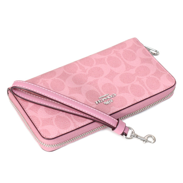 画像: 【COACH】コーチ 長財布 コーティングキャンバス レザー シグネチャー リストレット ロング ジップ アラウンド 長財布 ダスティピンク（日本未発売）