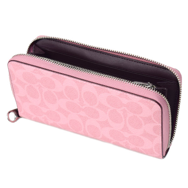 画像: 【COACH】コーチ 長財布 コーティングキャンバス レザー シグネチャー リストレット ロング ジップ アラウンド 長財布 ダスティピンク（日本未発売）