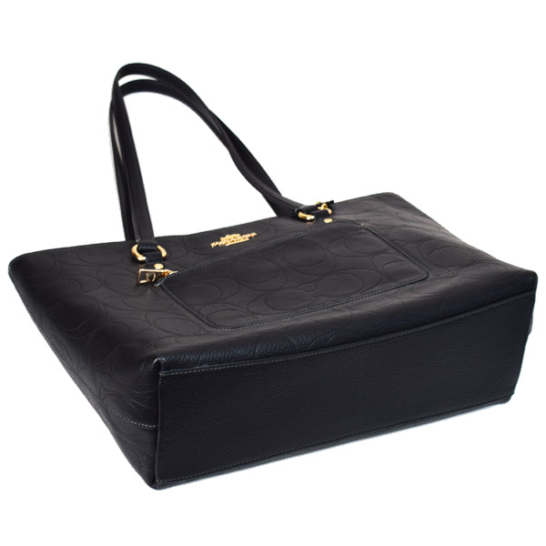 画像: 【COACH】コーチ バッグ トート ぺブルレザー シグネチャー 型押し ステーション ジップ トートバッグ ブラック〔日本未発売〕