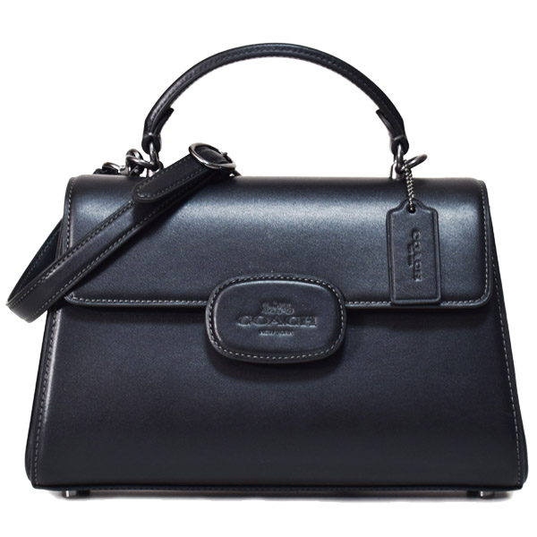 画像1: 【COACH】コーチ バッグ レザー エライザ ロゴ トップ ハンドル サッチェル クロスボディ 2WAY ショルダー ハンドバッグ ブラック（日本未発売） (1)