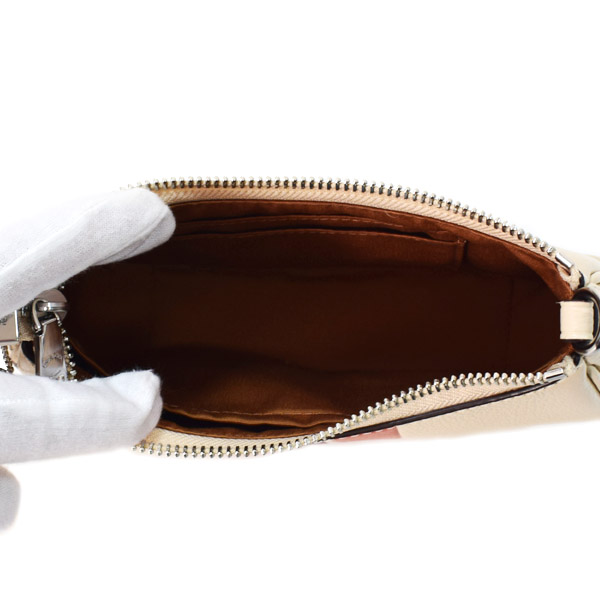 画像: 【COACH】コーチ バッグ ぺブルレザー テリ ストライプ ミニ ロゴ 2way クロスボディ 斜め掛け ショルダー ハンド バッグ アイボリーマルチ（日本未発売）