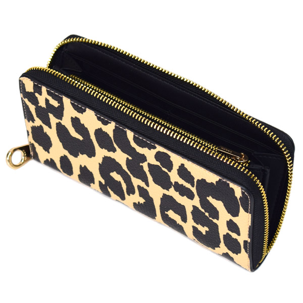画像: 【COACH】コーチ 長財布 レオパード ヒョウ柄 アニマル ぺブルレザー ロゴ リストレット ロング ジップ アラウンド 長財布 レオパードマルチ（日本未発売）