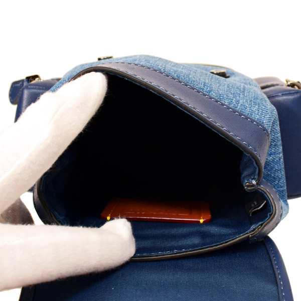 画像: 【COACH】コーチ バックパック デニム レザー スリング スプリント スモール ロゴ フラップ ワンショルダー リュックサック ボディバッグ デニム×ディープブルー〔日本未発売〕
