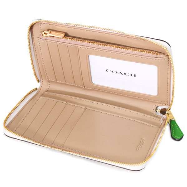 画像: 【COACH】コーチ 財布 コーティングキャンバス レザー シグネチャー バーシティ ストライプ ミディアム ジップ アラウンド ウォレット 財布 チャークマルチ（日本未発売）