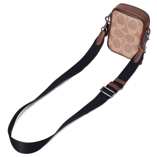 画像: 【COACH】コーチ メンズ バッグ コーティングキャンバス レザー シグネチャー スタントン 2WAY クロスボディ 斜め掛け ショルダー バッグ タン×ビンテージブラウン〔日本未発売〕