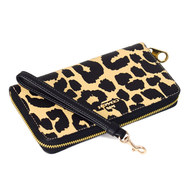 画像: 【COACH】コーチ 長財布 レオパード ヒョウ柄 アニマル ぺブルレザー ロゴ リストレット ロング ジップ アラウンド 長財布 レオパードマルチ（日本未発売）