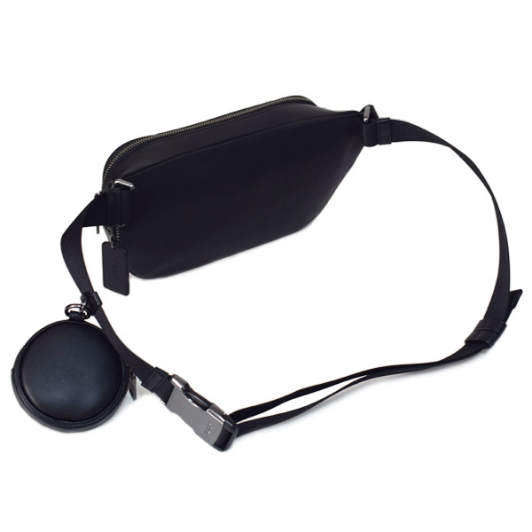 画像: 【COACH】コーチ ボディバッグ コーティングキャンバス レザー シグネチャー エリアス コインケース付き ベルトバッグ 2way ワンショルダー バックパック バッグ ウエスト チャコール×ブラック（日本未発売）