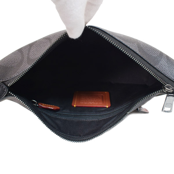 画像: 【COACH】コーチ メンズ バッグ コーティングキャンバス レザー シグネチャー スモール フィン コインケース ポーチ付き クロスボディ 斜め掛け ショルダーバッグ チャコール×ブラック（日本未発売）