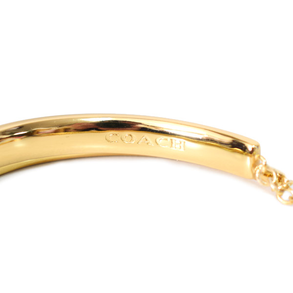 画像: 【COACH】コーチ ブレスレット バングル プレーテッドブラス ストーン ダブル バングル ロゴ 2点セット ゴールド×ブラック〔日本未発売〕
