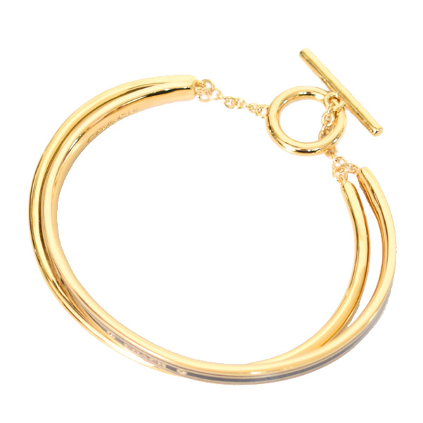 画像: 【COACH】コーチ ブレスレット バングル プレーテッドブラス ストーン ダブル バングル ロゴ 2点セット ゴールド×ブラック〔日本未発売〕