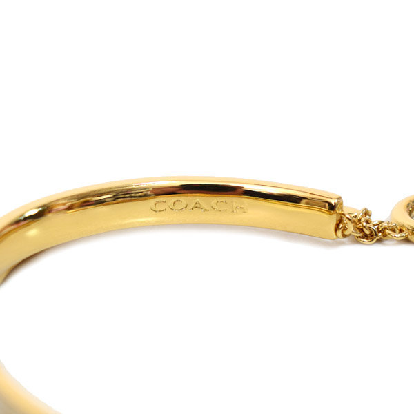 画像: 【COACH】コーチ ブレスレット バングル プレーテッドブラス ストーン ダブル ロゴ 2点セット ゴールド×チャーク〔日本未発売〕