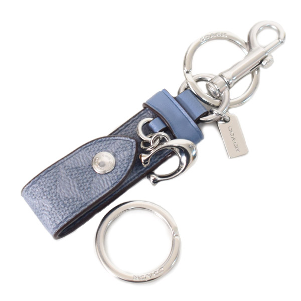 画像: 【COACH】コーチ キーホルダー トリガー スナップ コーティングキャンバス レザー シグネチャー ロゴ バッグチャーム キーリング キーホルダー シャンブレー（日本未発売）