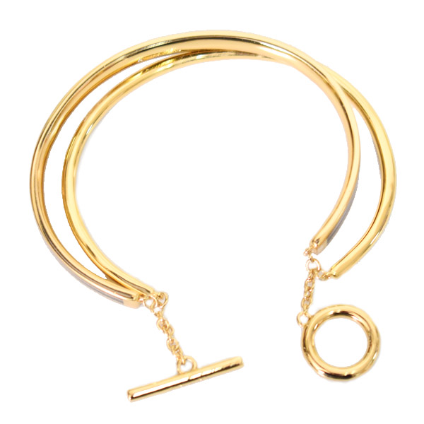 画像: 【COACH】コーチ ブレスレット バングル プレーテッドブラス ストーン ダブル バングル ロゴ 2点セット ゴールド×ブラック〔日本未発売〕