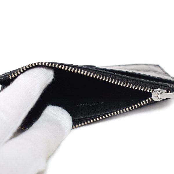 画像: 【COACH】コーチ カードケース メンズ クロコダイル エンボスドレザー ジップ カードケース Dカン Dリング付き ロゴ コインケース 小銭入れ ブラック〔日本未発売〕