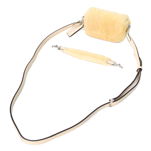 画像: 【COACH】コーチ バッグ シアリング レザー タビー 12 もこもこ ふわふわ マイクロ ロゴ フラップ クロスボディ 3WAY ショルダー ハンドバッグ クリーム（日本未発売）