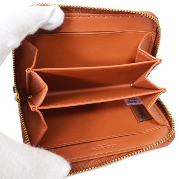 画像: 【COACH】コーチ カードケース ジャガード レザー シグネチャー エッセンシャル スモール ジップ アラウンド スクエア スリム コインケース ブラウンマルチ（日本未発売）