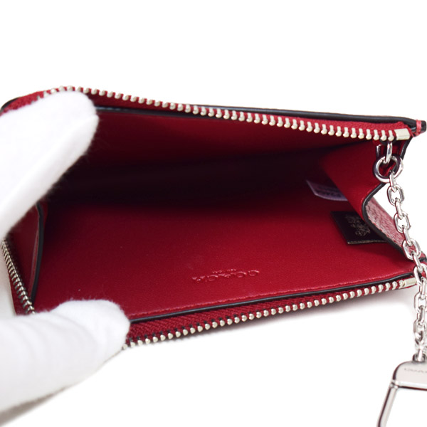 COACH】コーチ コインケース ぺブルレザー エッセンシャル キーリング