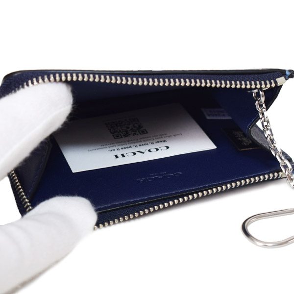 COACH】コーチ コインケース ぺブルレザー エッセンシャル キーリング