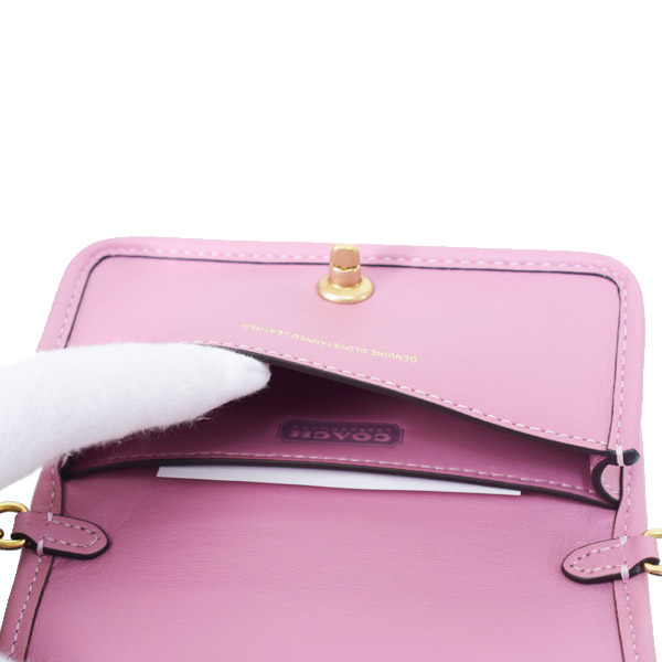 画像: 【COACH】コーチ バッグ グラブタンレザー ディンキー 14 ターンロック スライダー チェーン スモール 2way クラッチ クロスボディー 斜め掛け ショルダーバッグ トゥルーピンク（日本未発売）