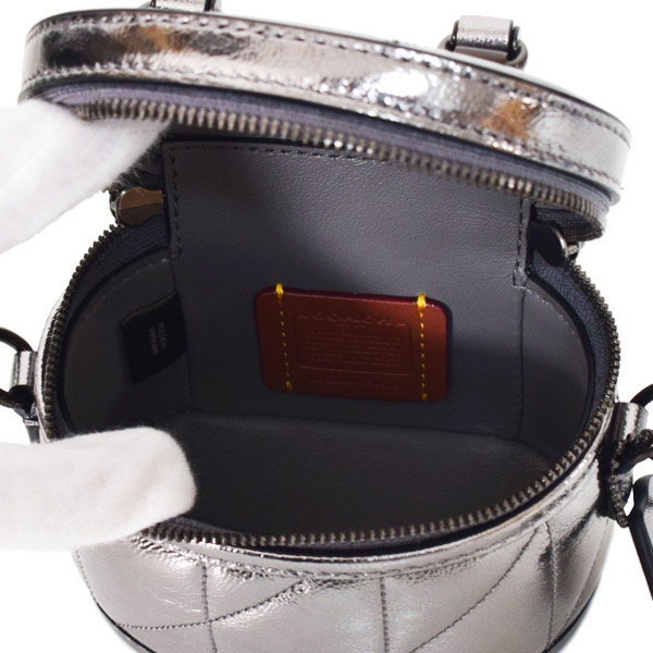 画像: 【COACH】コーチ バッグ レザー メタリック キルティング トレイル 12 ミニ ボックス チェーン クロスボディ 2WAY 斜め掛け ショルダー ハンドバッグ アンスラサイト（日本未発売）