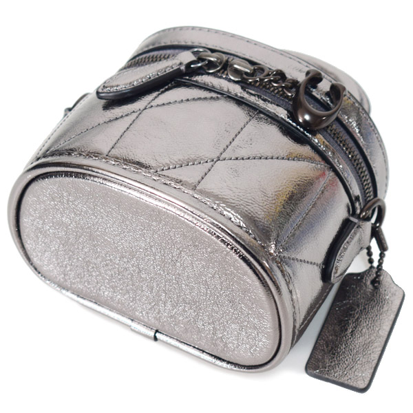 COACH】コーチ バッグ レザー メタリック キルティング トレイル 12