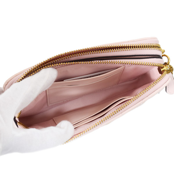 画像: 【COACH】コーチ バッグ レザー キルティング キラ ピロー ダブルジップ ロゴ 2way クラッチ リストレット クロスボディー ショルダーバッグ ブラッシュ （日本未発売）