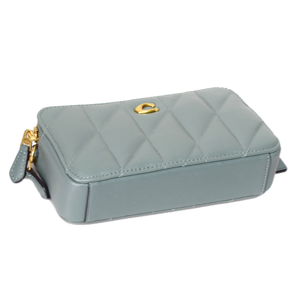 画像: 【COACH】コーチ バッグ レザー キルティング キラ ピロー ダブルジップ ロゴ 2way クラッチ リストレット クロスボディー ショルダーバッグ セージ （日本未発売）