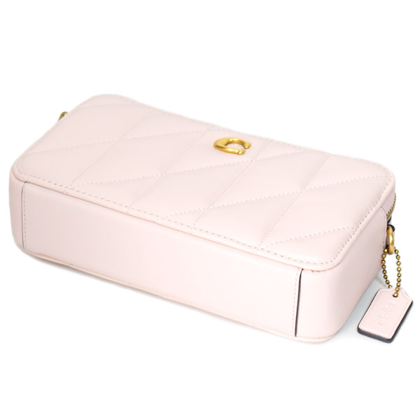 画像: 【COACH】コーチ バッグ レザー キルティング キラ ピロー ダブルジップ ロゴ 2way クラッチ リストレット クロスボディー ショルダーバッグ ブラッシュ （日本未発売）