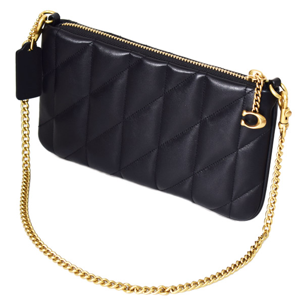 画像: 【COACH】コーチ バッグ キルティング レザー チェーン ピロー リストレット 3way クラッチ ポーチ ショルダー ハンドバッグ ブラック（日本未発売）
