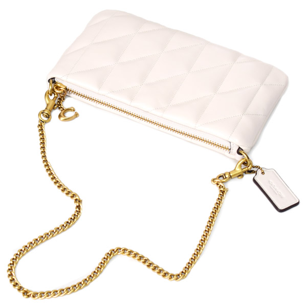 画像: 【COACH】コーチ バッグ キルティング レザー チェーン ピロー リストレット 3way クラッチ ポーチ ショルダー ハンドバッグ チャーク（日本未発売）