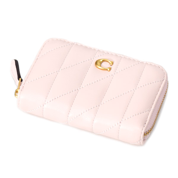 画像: 【COACH】コーチ カードケース レザー キルティング ピロー ロゴ スモール ジップ アラウンド スクエア スリム コインケース ブラッシュ（日本未発売）