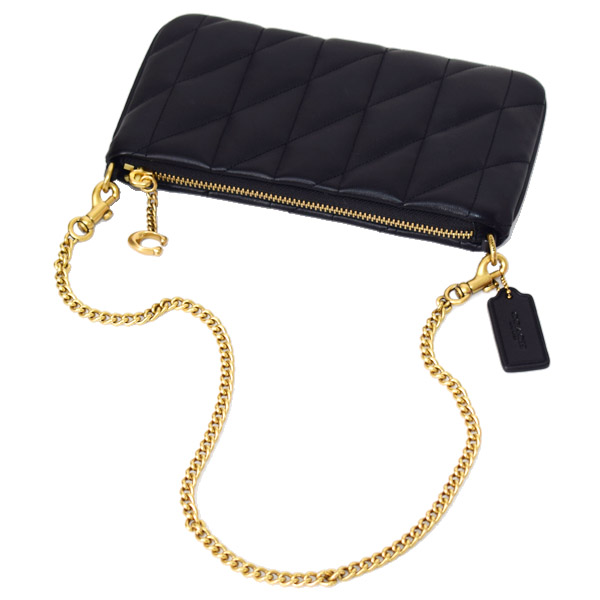 画像: 【COACH】コーチ バッグ キルティング レザー チェーン ピロー リストレット 3way クラッチ ポーチ ショルダー ハンドバッグ ブラック（日本未発売）