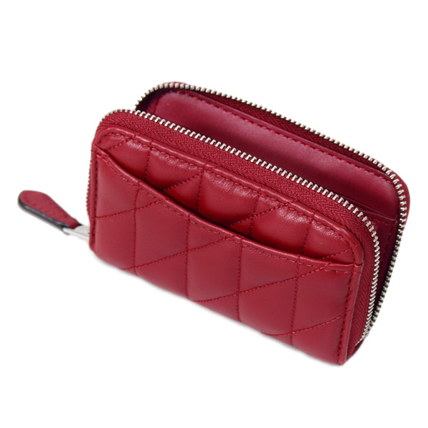 画像: 【COACH】コーチ カードケース レザー キルティング ピロー ロゴ スモール ジップ アラウンド スクエア スリム コインケース ダークルビー（日本未発売）